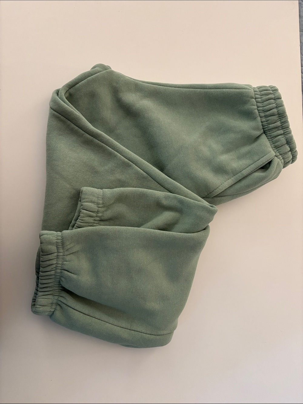 Zara Girls Sage Green Fleece Jogger Pants with Elastic Waist